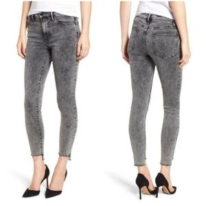 FRAME Le High Acid Wash Stagger Hem Skinny Jeans